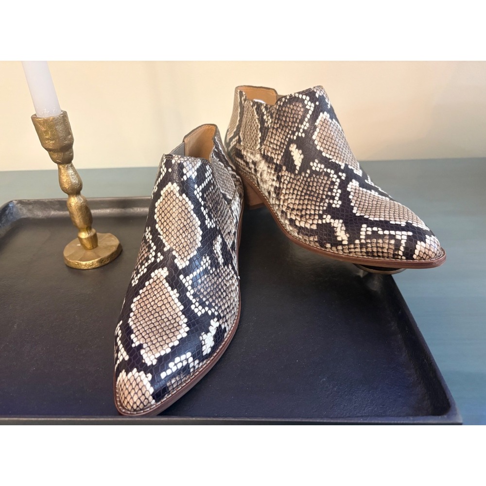 MADEWELL Low Chelsie Snake Print Leather Boots shoes Womens size 8.5